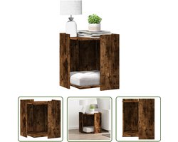 vidaXL Kattenbakken - Kattenbakkast - Kattenbakkast 42x42x51 cm bewerkt hout gerookt eikenkleurig - Kattenhuis - Houten Kattenbak - Cat Furniture