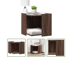 vidaXL Kattenbakken - Kattenbakkast - Kattenbakkast 53x53x51 cm bewerkt hout bruin eikenkleurig - Houten Kattenbak - Kattenbak Oplossing - Cat Furniture