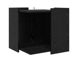 vidaXL - Kattenbakomheining - Zwart - eiken - 53 - x - 53 - x - 51 - cm - Bewerkt - hout