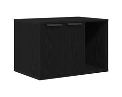vidaXL - Kattenbakomheining - zwart - eiken - 60x40x40 - cm - bewerkt - hout