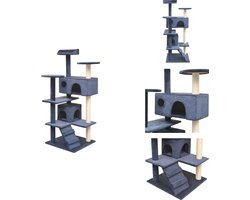 vidaXL Kattenboom - Kattenbomen - Kattenkrabpaal - Kattenkrabpalen - Kattenkrabpaal met sisal krabpalen 125 cm donkerblauw