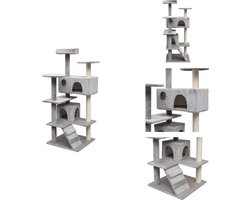 vidaXL Kattenboom - Kattenbomen - Kattenkrabpaal - Kattenkrabpalen - Kattenkrabpaal met sisal krabpalen 125 cm grijs