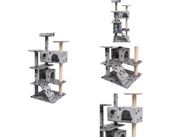 vidaXL Kattenboom - Kattenbomen - Kattenkrabpaal - Kattenkrabpalen - Kattenkrabpaal met sisal krabpalen 125 cm pootafdrukken grijs