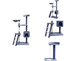 vidaXL Kattenboom - Kattenbomen - Kattenkrabpaal - Kattenkrabpalen - Kattenkrabpaal met sisal krabpalen 150 cm donkerblauw