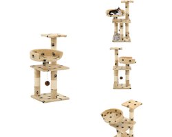 vidaXL Kattenboom - Kattenbomen - Kattenkrabpaal - Kattenkrabpalen - Kattenkrabpaal met sisal krabpalen 65 cm pootafdrukken beige