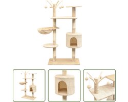 vidaXL Kattenboom - Kattenkrabbers - Kattenkrabpaal met sisal krabpalen 125 cm beige - Kattenspelen - Pluche Kattenhuis - Sisalkrabbers