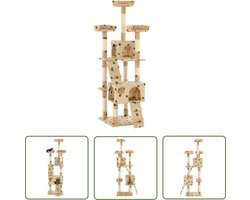 vidaXL Kattenboom - Kattenkrabbers - Kattenkrabpaal met sisal krabpalen 170 cm pootafdrukken beige - Pluche Kattenmeubilair - Kattenspullen - Kattentoys