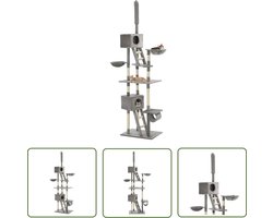 vidaXL Kattenboom - Kattenkrabbers - Kattenkrabpaal met sisal krabpalen 230-260 cm grijs - Kattenspelen - Pluche Kat - Sisalkrabbers