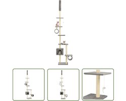 vidaXL Kattenboom - Kattenkrabbers - Kattenkrabpaal met sisal krabpalen 260 cm grijs - Kattenspelen - Pluche Kattenhuis - Sisalkrabbers