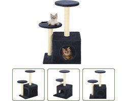 vidaXL Kattenboom - Kattenkrabbers - Kattenkrabpaal met sisal krabpalen 60 cm donkerblauw - Kattenspelen - Sisalkrabbers - Pluche Kattenhuis