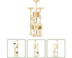 vidaXL Kattenboom - Kattenkrabpaal - Kattenkrabpaal met sisal krabpalen 170 cm beige - Pluche Krabpaal - Sisalkrabbers - Kattenspelen