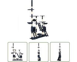 vidaXL Kattenboom - Kattenkrabpaal - Kattenkrabpaal met sisal krabpalen 230-250 cm blauw - Pluche Krabpaal - Sisalkrabbers - Kattenspelen