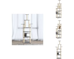 vidaXL Kattenboom - Kattenkrabpaal - Krabpaal - Krab Paal - Kattenkrabpaal met sisal krabpalen 183 cm lichtgrijs
