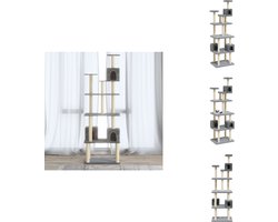 vidaXL Kattenboom - Kattenkrabpaal - Krabpaal - Krab Paal - Kattenmeubel met sisal krabpalen 188 cm lichtgrijs