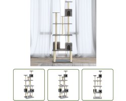 vidaXL Kattenboom - Kattenmeubel - Kattenmeubel met sisal krabpalen 188 cm lichtgrijs - Krabpaal - Sisaltouw - Pluche