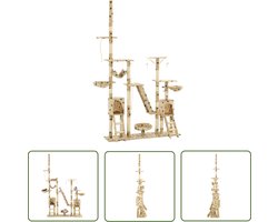 vidaXL Kattenboom - Kattenpaal - Kattenpaal met sisal krabpalen 230-250 cm pootafdrukken beige - Krabpaal - Pluche Kattenpaal - Sisalkrabbers
