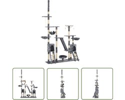 vidaXL Kattenboom - Kattenpaal - Kattenpaal met sisal krabpalen 230-250 cm pootafdrukken grijs - Krabpaal - Pluche - Kattenspelen