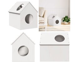 vidaXL Kattenhuis 41x50x50 cm massief grenenhout wit - Kattenhuis - Kattenhuizen - Kattenhuis Binnen - Kattentoren