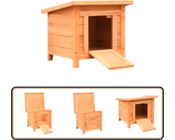 vidaXL Kattenhuis - 50x46x43,5 cm - Grenen en Vurenhout Katthuis - Buitendachshuis - Kattenverblijf - Kattenhut - Houten Kattenhuis