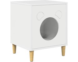 vidaXL - Kattenhuis - Glanzend - Wit - 42,5 - x - 40 - x - 52,5 - cm - Bewerkt - hout