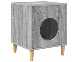 vidaXL - Kattenhuis - Grijs - Sonoma - 42,5 - x - 40 - x - 52,5 - cm - Bewerkt - hout