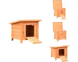 vidaXL Kattenhuis - Kattenhuizen - Kattenhok - Kattenhokken - Kattenhuis 50x46x43-5 cm massief grenen- en vurenhout