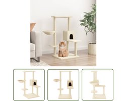 vidaXL Kattenhuis - Kattenmeubel - Kattenmeubel met sisal krabpalen 95 cm crèmekleurig - Krabpaal - Sisal - Pluche