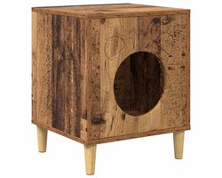 vidaXL - Kattenhuis - Oudhout - 42,5 - x - 40 - x - 52,5 - cm - Bewerkt - hout
