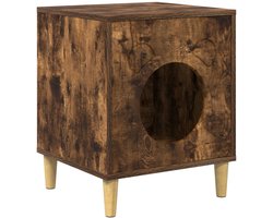 vidaXL - Kattenhuis - Rook - Eiken - 42,5 - x - 40 - x - 52,5 - cm - Bewerkt - hout
