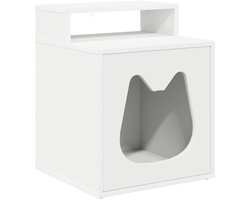 vidaXL - Kattenhuis - Wit - 42.5 - x - 40 - x - 52.5 - cm - Bewerkt - hout
