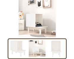 vidaXL Kattenhuis Wit - Massief Grenenhout Katthok - Kattenverblijf - Houten Kattenhuis - Kattennest - Kattenspullen