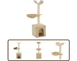 vidaXL Kattenkrabpaal - 105 cm - Beige - Sisal & Pluche Kattenkrabbers - Kattenspullen - Kattenhulp - Krabpaal - Kattenmand