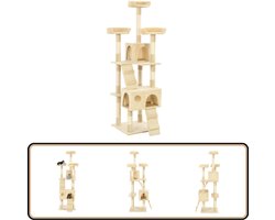vidaXL Kattenkrabpaal - 170 cm - Beige - Sisal Kattenkrabbers - Kattenboom - Krabpaal - Kattenspelen - Kattenhuiskamer