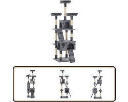 vidaXL Kattenkrabpaal 170 cm - Grijs met Pootafdruk Kattenkrabbers - Kattenboom - Kattenspelletjes - Kattenhouten - Kattenhuiskamer