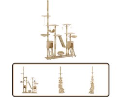 vidaXL Kattenkrabpaal - 230-250 cm - Beige Kattenkrabbers - Kattenboom - Kattenspelen - Kattenmand - Kattenhuiskamer