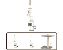 vidaXL Kattenkrabpaal 260 cm met sisal - Grijs Kattenkrabbers - Kattenboom - Krabpaal - Kattenspelen - Kattenhulp