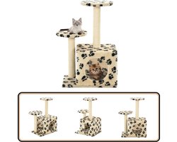 vidaXL Kattenkrabpaal 60 cm - Beige Pootafdruk Kattenkrabbers - Kattenboom - Krabpaal - Kattenspullen - Katten Speeltree