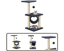 vidaXL Kattenkrabpaal 65 cm - Donkerblauw - Sisal Kattenkrabbers - Kattenspullen - Kattenboom - Kattenentertainment - Kattenplank