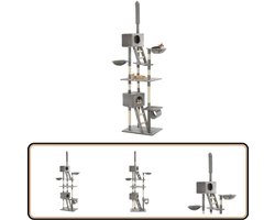 vidaXL Kattenkrabpaal - Grijs - 230-260 cm Katten Boom - Kattenkrabbers - Kattenspelen - Kattenhuis - Kattenmand