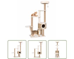 vidaXL Kattenkrabpaal - Kattenmeubel - Kattenmeubel met luxe kussen en krabpalen 148 cm zeegras - Zeegraskrabpaal - Kattenhuis - Kattenspullen