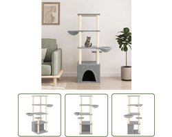 vidaXL Kattenkrabpaal - Kattenmeubel - Kattenmeubel met sisal krabpalen 147 cm lichtgrijs - Sisalkrabbers - Katentoestel - Kattenhuis