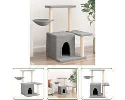 vidaXL Kattenkrabpaal - Kattenmeubel - Kattenmeubel met sisal krabpalen 83 cm lichtgrijs - Sisalkrabbers - Houten Kattenmeubilair - Pluche Kattenmeubel