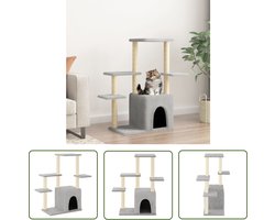 vidaXL Kattenkrabpaal - Kattenmeubilair - Kattenmeubel met sisal krabpalen 97,5 cm lichtgrijs - Sisalkrabbers - Kattenhuisje - Kattenspullen