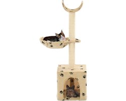 Krabpaal: vidaXL - Kattenkrabpaal - met - sisal - krabpalen - 105 - cm - pootafdrukken - beige