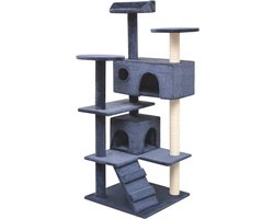 vidaXL - Kattenkrabpaal - met - sisal - krabpalen - 125 - cm - donkerblauw