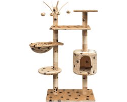 vidaXL - Kattenkrabpaal - met - sisal - krabpalen - 125 - cm - pootafdrukken - beige