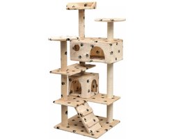 vidaXL - Kattenkrabpaal - met - sisal - krabpalen - 125 - cm - pootafdrukprint - beige