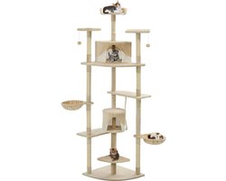 vidaXL - Kattenkrabpaal - met - sisal - krabpalen - 203 - cm - beige - en - wit