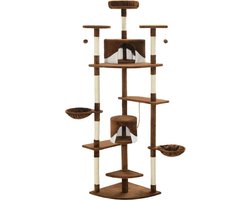 vidaXL - Kattenkrabpaal - met - sisal - krabpalen - 203 - cm - bruin - en - wit
