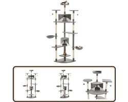 vidaXL - Kattenkrabpaal - met - sisal - krabpalen - 203 - cm - grijs - en - wit